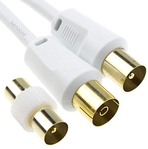 RF Masculino a Femenino Extensión Cable TDT TV Cable & Masculino Acoplador Blanco 0,5 m [0.5 Metros/0,5m]