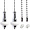 LY 2 Pcs Light Pull Chain Switch Pull Cord Weight Handle Metal Chrome Plated with White Ceramic Connectors, Ceiling Fan Pull Chain Bathroom Toliet Light Pulls Cord 1 Meter