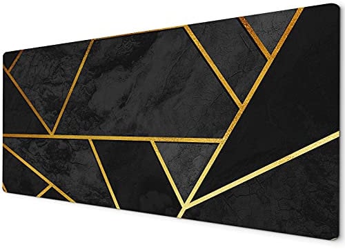 WhatsOnYourWall Large Mouse Pad | Mouse Pad large | XXL Mouse Pad | Mousepad Gaming XXL | Gaming Mouse Mat Large | Mouse Mats for Computers | 60 x 30cm Mouse Mat Black Gold Geometric