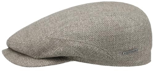 Stetson Taleco Schirmmütze Flatcap Uni einfarbig Made in EU Damen Herren Sommer Winter grau-beige 63 cm