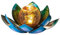 SUAVER Lampe solaire LED en forme de lotus en forme de boule de verre craquelé - Décoration de jardin - Lanterne solaire en métal - Nénuphar - Lampe de table d'extérieur (bleu)