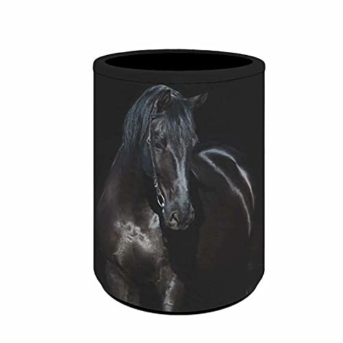 chaqlin Pot à crayons rond en cuir synthétique avec motif de cheval noir - Pour femme