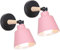 TOKIUS 2 Stücke Wandleuchten, Moderne Wandlampe aus Metall und Holz Deko E27 Fassung Verstellbarer Wandbeleuchtung Innen Wandlampe für Schlafzimmer Wohnzimmer Korridor (Rosa)