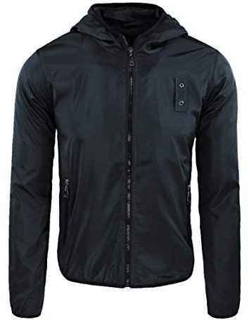 Giubbotto Giacca Trench Uomo Impermeabile Estivo Casual Slim Fit con Cappuccio (4XL, Nero)