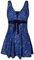 Ecupper Maillot de Bain Une Pieces pour Femme Rétro Jupe avec Volantée Contrôle du Ventre Push Up Col en V Feuille Bleue L