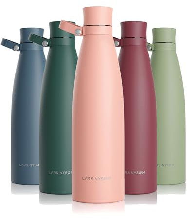 LARS NYSØM Gourde INOX 750ml | 0.75L Bouteille d’eau isolée | Gourde étanche pour Le Sport, la Bicyclette, Les Enfants (Blush Rose, 750ml)