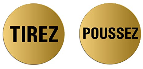 Plaques de Porte - Tirez Poussez Lot de 2 Ø 75 mm Plaque signalétique Aluminium aspect laiton