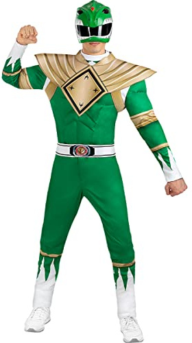 Funidelia Power Ranger Kostüm grün für Herren, Offizielle Lizenz, Größe XL Film und Serien, Superhelden - Verkleidung für Erwachsene für Partys, Karneval und Halloween