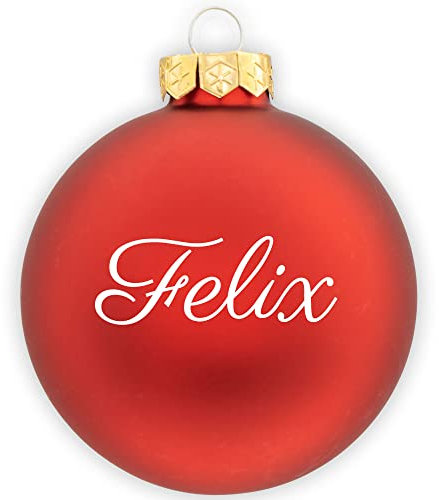 Coverlounge Christbaumkugel personaliert aus Glas | Weihnachtskugel mit Name| Ø 6cm oder 8cm in Rot (Matt) | 20 Verschiedene Schriften