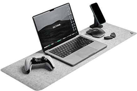 DELTAHUB - Minimalistic Felt Desk Protective Pad, Anti-Fray, Anti-Slip, Easy to Clean, Easy Glide, Long Lasting, Sleek Design, Comfortable, Resistant, Desk Mat, PC, Mac, Laptop - Medium (12x35inch)