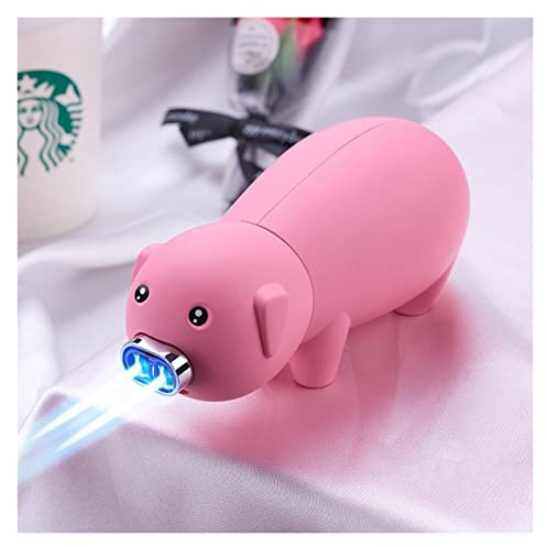 Butan-Feuerzeug, aufblasbares, niedliches, winddichtes, Schweinchen-Feuerzeug, Dual-Jet-Flamme, rosa Schweinchen-Gasfeuerzeug, Geschenke for Männer und Frauen (Gas nicht im Lieferumfang enthalten) ( C