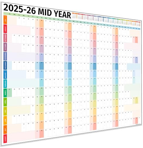 Academic Wall Planner 2025/2026 – A1 Dry Erase Mid Year Wall Planner 2025-2026 - 14 Month Office, University, School, Teacher Calendar 25/26 – Folded Rows Edition