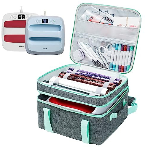 MYBAGZING Doppellagige Tragetasche für Cricut EasyPress 2 (9 x 9), stabile Wärmepresstasche, Cricut Aufbewahrungstasche mit Taschen für Cricut Zubehör, Cricut Easy Press Matte
