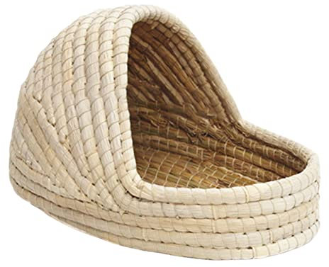AWHAO Paja Tejida a Mano Nido de Hámster Cueva Conejo Hierba Casa Cama Jaula Nido, Largo 34x23x18cm