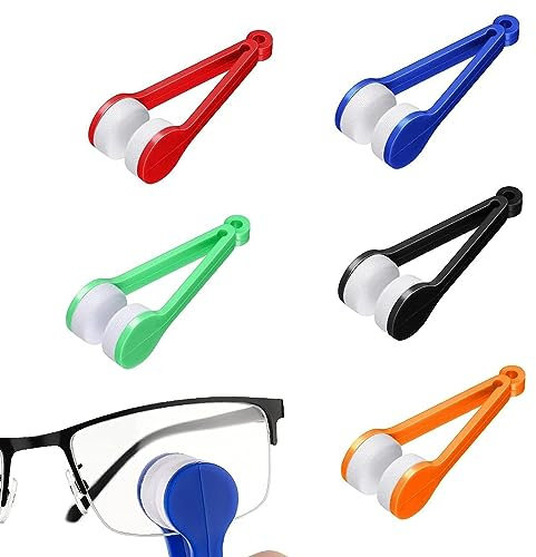 KQNM 5 Stück Sonnenbrillen Microfaser Reinigungsbürste, Brillenputzgerät,Brillenreiniger, Tragbarer Glasreiniger, Mikrofaser Tragbare Brillenreiniger Brillengläser Reinigungsbürsten(5 Farben)