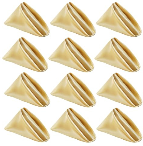 Satin-Stoffservietten, 12 Stück, saisonale Dekoration, Tischservietten, 50,8 x 50,8 cm, waschbar, wiederverwendbar, für Hochzeit, Party, Erntedankfest, Weihnachten (Champagnergold)