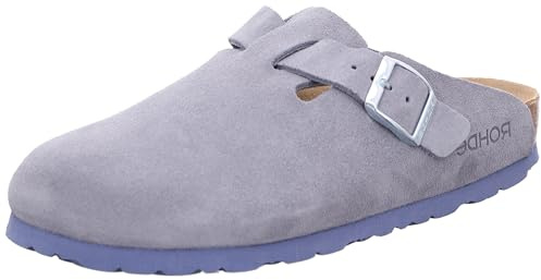 Rohde Damen Clog Leder Pantolette robust klassisch Schnalle Alba 6071, Größe:41 EU, Farbe:Grau