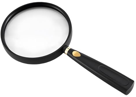Handlupe Vergrößerungsglas Lupe 5fach 90mm Handlupe Leselupe Für Senioren Kinder Bruchsicherer rutschfest Für Hobbybeobachtung Zeitungen Lesen Insekten MINVOO (90mm)