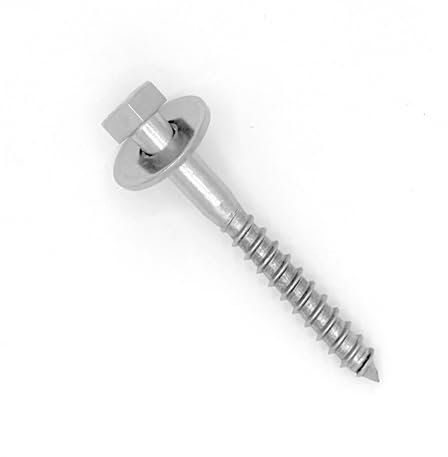 NOLDAR | Tirefond, vis à bois à tête hexagonale DIN 571. Acier inoxydable AISI 304 (A2). Comprend 50 vis avec 50 rondelles plates larges (100 pièces). Vis partiellement filetées (Taille ø8 x 60 mm)
