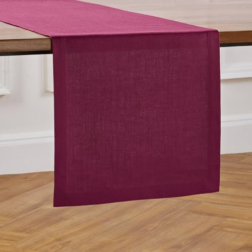 Solino Home Diana Tischläufer Beet, 91,4 cm, 100 % reines Leinen, mittelschwer, kleiner Tischläufer im Bauernhausstil für Winter, Valentinstag, 35,6 x 91,4 cm
