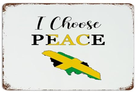 I Choose Peace Jamaica Hängende Metallschilder Personalisierte Lounge-Schilder Geschenk Flagge für Reisende Wanddekorationen Aluminium-Metallschild für Veranda Indoor Shop 20,3 x 30,5 cm