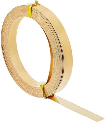 BENECREAT Alambre de latón plano de 8 mm para manualidades, 6 m de longitud, dorado