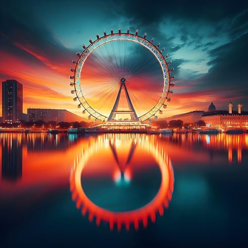 EOBROMD Diamond Painting Riesenrad, 5D Diamant Painting Bilder für Erwachsene Landschaft, DIY Diamant Malerei Set für Wanddekoration 30x30 cm