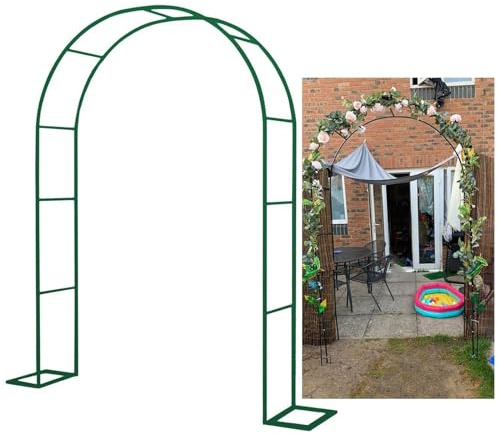 Arco Per Rampicanti HxLxP: 220 Cm/230 Cm X 120/140/180/200/240/260/280/300/350 Cm X 25cm Arco Da Giardino Metallo Traliccio Per Rose Pergolato Vite Decorazione Eventi(Color:Green,Size:140*230cm/55.1*9