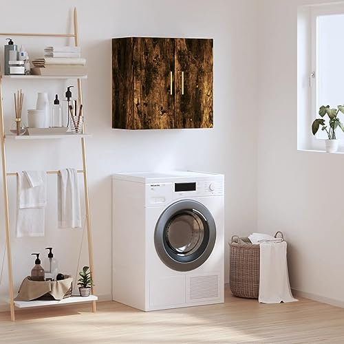 Rantry Wandschrank, Eiche Rauch, 60 x 31 x 60 cm aus mehrschichtigem Holz, Aufbewahrungsschrank, platzsparende Regale, Küchenschrank, Aufbewahrungsschrank für Wohnzimmer Schlafzimmer T
