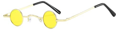 tuwiwol Trendige Vintage Sonnenbrille aus Polymethylmethacrylat und PC. Geschenk Sonnenbrille, breite Anwendung, verblasst nicht so leicht, Goldrahmen, gelbe Linse