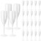 jiawaggag Lot de 24 coupe de Champagne Reutilisable Verre a Pied Blanc Incassable Flute Champagne Acrylique Flute Champagne Verre Gobelet pour Mariage Fêtes d’anniversaire Camping Piscine (24, Blanc)