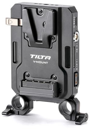 Tilta Mini PD V Mount Battery Plate – Black | Include P-Tap, USB-C and 2-Pin Lemo Connections | Security Straps | Compatible with Dual 15mm LWS Rods | Features 1/4”-20 and M4 Threads