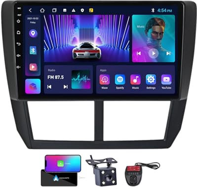 ZZPHKK 9 Zoll Android 13 Double DIN Car DAB+ Radio für Subaru Forester 3/Impreza 2007-2013 mit Wireless CarPlay Android BT 5.0/4G WiFi/FM RDS Auto Radio Player/Lenkradsteuerung/DSP Stereo(NF-1)