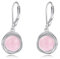 POPLYKE Rosenquarz Ohrringe Dangle für Frauen 925 Sterling Silber Leverback Ohrringe für Frauen Rosenquarz Schmuck Geburtstag