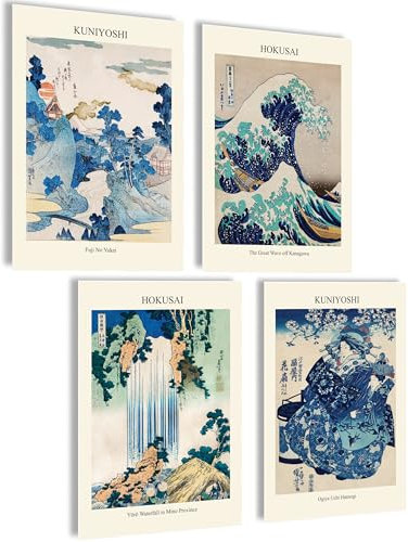 mojoliving Japan Poster Japan Deko Japanische Deko Aesthetic Bilder Anime Japanische Bilder Anime Poster Bilder Wohnzimmer Japan Geschenk (Hokusai Kuniyoshi)