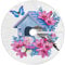 Christbaumdecke Frühling Vögel Vogelhaus Blume Zweig Weihnachtsbaumdecke Rund Retro Christbaum Decke Weich Weihnachten Baumrock Für Geschenke Urlaub Weihnachtsdekoration M