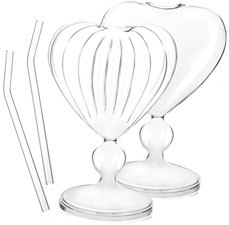 Gatuida 2pièces Lot de Verres à Cocktail Forme Cœur Coupes à Vin Transparents Verres à Cocktail Originaux