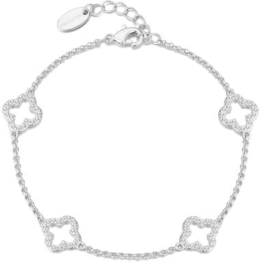 Philip Jones Silver Plated Clover Bracelet Jewellery Created with Zircondia® Crystals