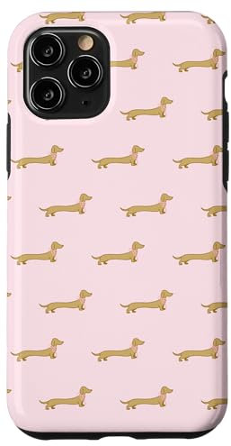Gold Dachshund Coquette Pink Bow Wiener Dog Doxie Sausage Case for iPhone 11 Pro