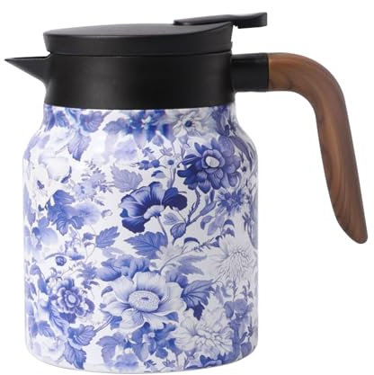Thermokanne Isolerkanne Mit Teesieb 1000 Ml Edelstahl Isolierte Isolierkanne Kaffeekanne Vintage Blumenmuster Teekanne Edelstahl Thermoskanne Für Kaffee Tee Und Milch