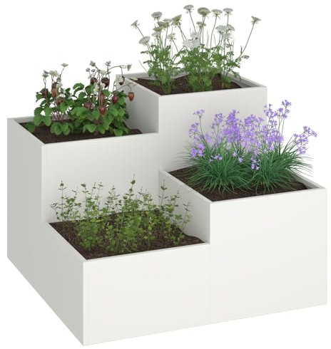 vidaXL Fioriera da giardino - Contenitore in acciaio laminato a freddo per esterni 80x80x60 cm