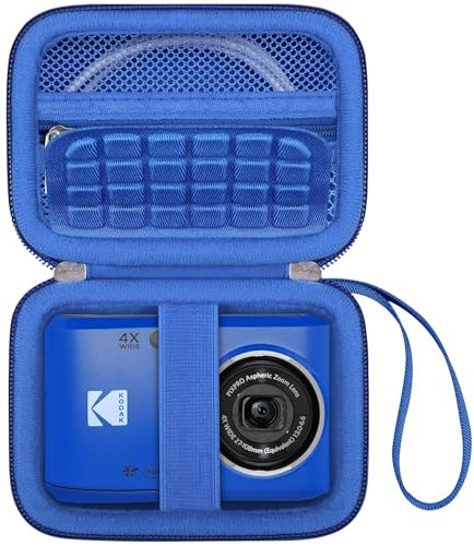 Canboc Carrying Case for Kodak PIXPRO FZ55/ FZ45 16MP Digital Camera, FZ45 Video Vlogging Camera Bag, Mesh Pocket fit Cable, SD Card, Blue (Case Only)