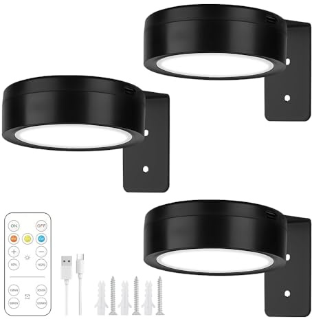 Fiotha 3 Stück Bilderleuchte Kabellos, Bildbeleuchtung Kabellos mit Fernbedienung, LED Wiederaufladbar Malerei Licht, Bilderrahmen Lichts Ohne Bohren, Bild Licht 3 Lichtfarben, Picture Lights for Wall