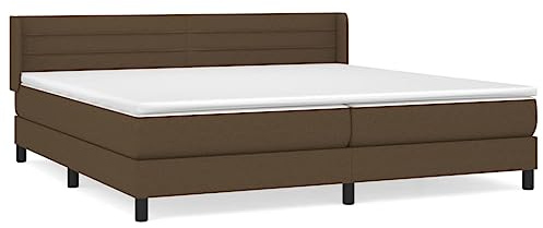 XHNIFBN Boxspringbett 200x200 cm Dunkelbraun mit Taschenfederkernmatratze und Topper höhenverstellbares Kopfteil massives Lärchenholz Modernes Design für Schlafzimmer & Gästezimmer