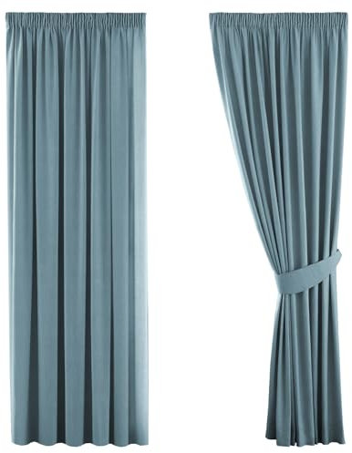 H.Versailtex 2 Panels Citadel Blackout Curtains Thermal Insulated Pencil Pleat Short Curtain Drapes Room Darkening & Energy Saving for Bedroom/Kitchen with Two Matching Tiebacks, 46 Width x 72 Drop