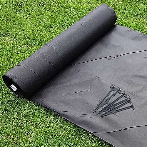 GroundMaster 4m x 10m Heavy Duty Weed Control Membrane with 20 Membrane Pegs - UV and Frost Resistant, Water-Permeable Weed Control Fabric for Garden Beds, and Outdoor Landscaping Projects
