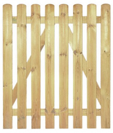 StaketenTür 'Premium' 100x120/120 cm - gerade – kdi / V2A Edelstahl Schrauben verschraubt - aus getrocknetem Holz glatt gehobelt – gerade Ausführung - kesseldruckimprägniert