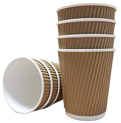 We Can Source It Ltd - 300 x 12oz Ripple Brown Kraft Paper Cups - Strong 3-PLY Disposable Insulated Coffee Cups - Leak-Proof Recyclable Drinking Cups for Hot Drinks, Tea, Coffee and Beverages