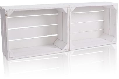 CHICCIE Holzkiste im weißen Vintage Look - 38x28x15cm Einzelkiste Weiß - Obstkiste Weinkiste