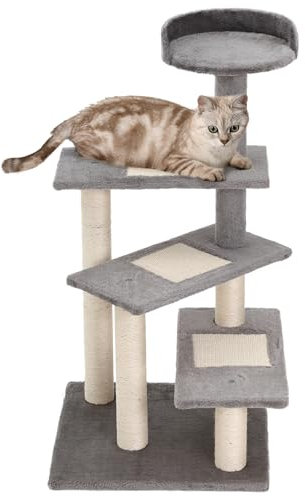 PawHut Cat Tree Activity Center Kitten Climbing Tower Scratching Post Plush